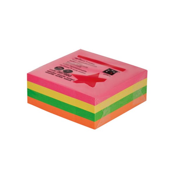 Cubo note riposizionabile - Lunghezza -mm- 76 - Larghezza -mm- 76 - Colore mix neon - 