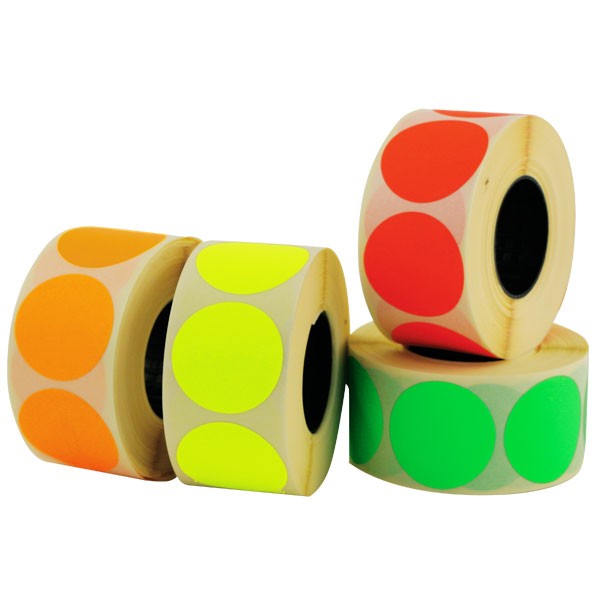 Etichette bollino colori fluo giallo diametro 12 mm quantità per rotolo 1000