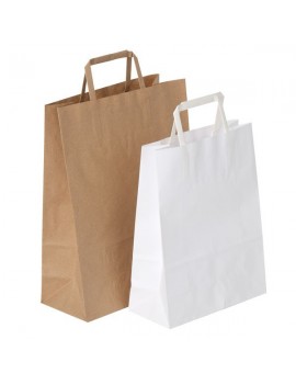 Shopper in carta avana e bianche con maniglia piatta