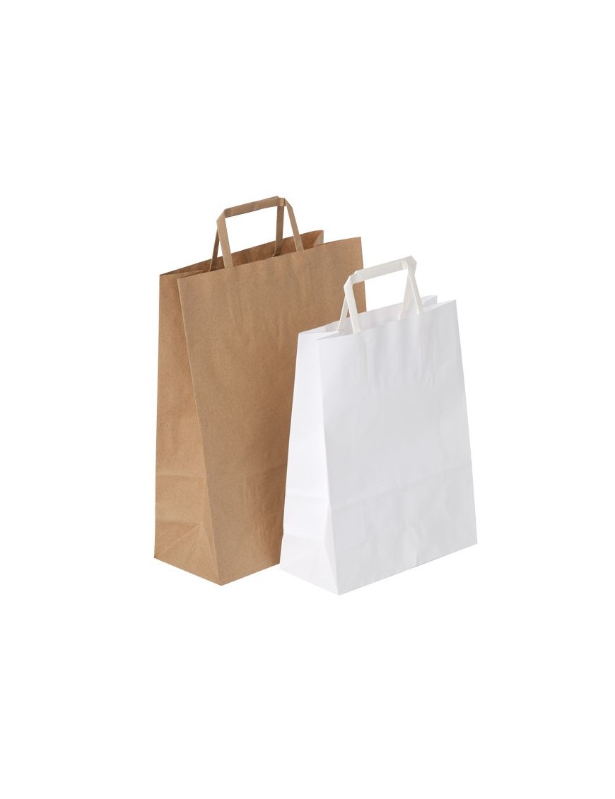 Shopper in carta avana e bianche con maniglia piatta