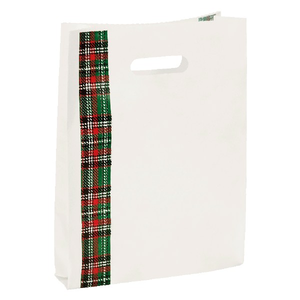 Shopper in plastica Tartan - Lunghezza -cm- 48 - H -cm- 65 - Soffietto -cm- 20 - 