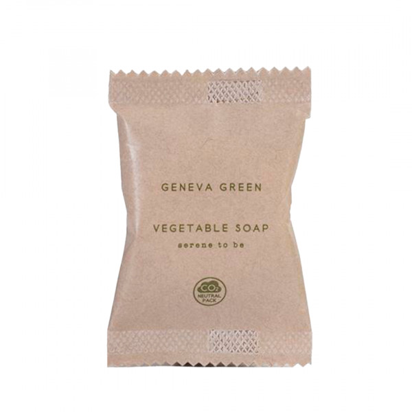 Saponetta vegetale tonda 15 gr in flow pack linea Geneva Green