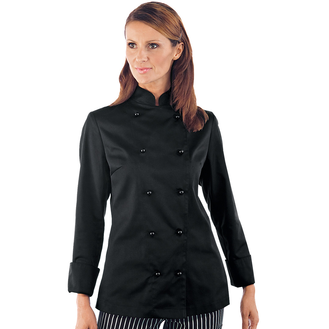 Giacca cuoco donna nera manica lunga - Modello manica lunga - Colore nero - Taglia S - 