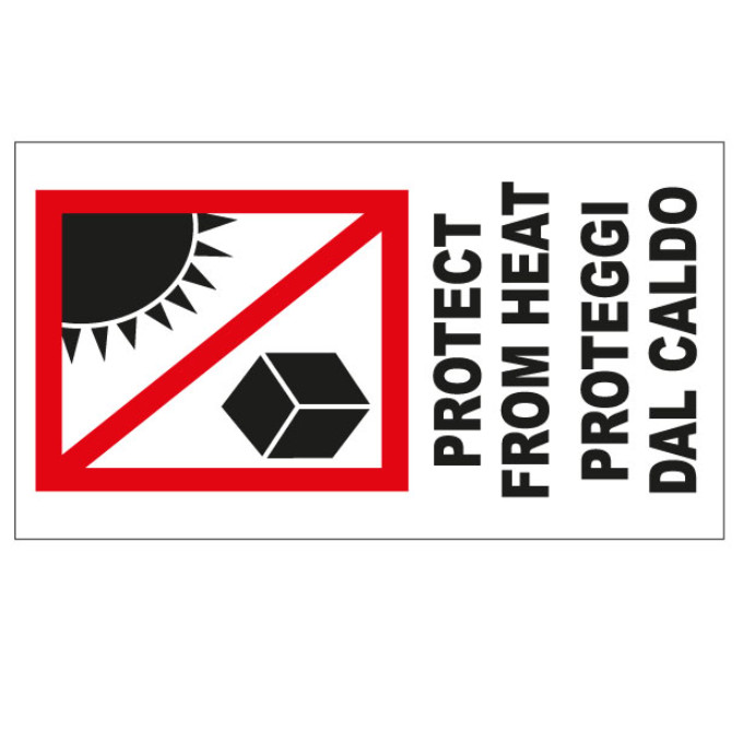 Etichette di spedizione internazionali - Lunghezza -mm- 100 - Larghezza -mm- 150 - Scritta protect from heat proteggi dal caldo - 