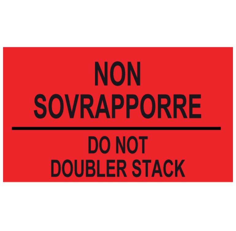 Etichette rettangolari di spedizione bilingue - Lunghezza -mm- 114 - Larghezza -mm- 74 - Colore rosso stampa nero - 