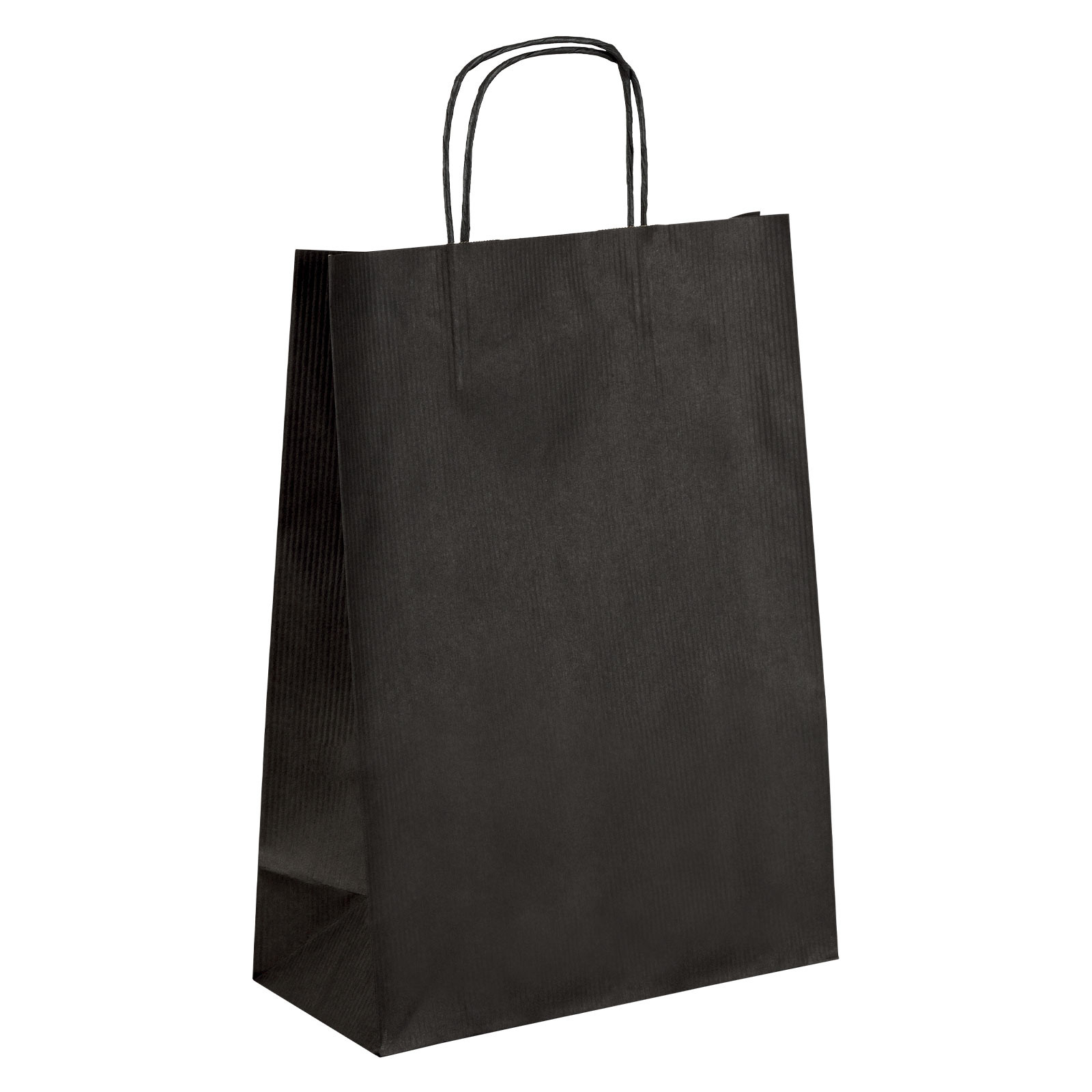 Shopper in carta colorata avana con maniglia ritorta 22x27 cm colore nero conf. 100 pezzi