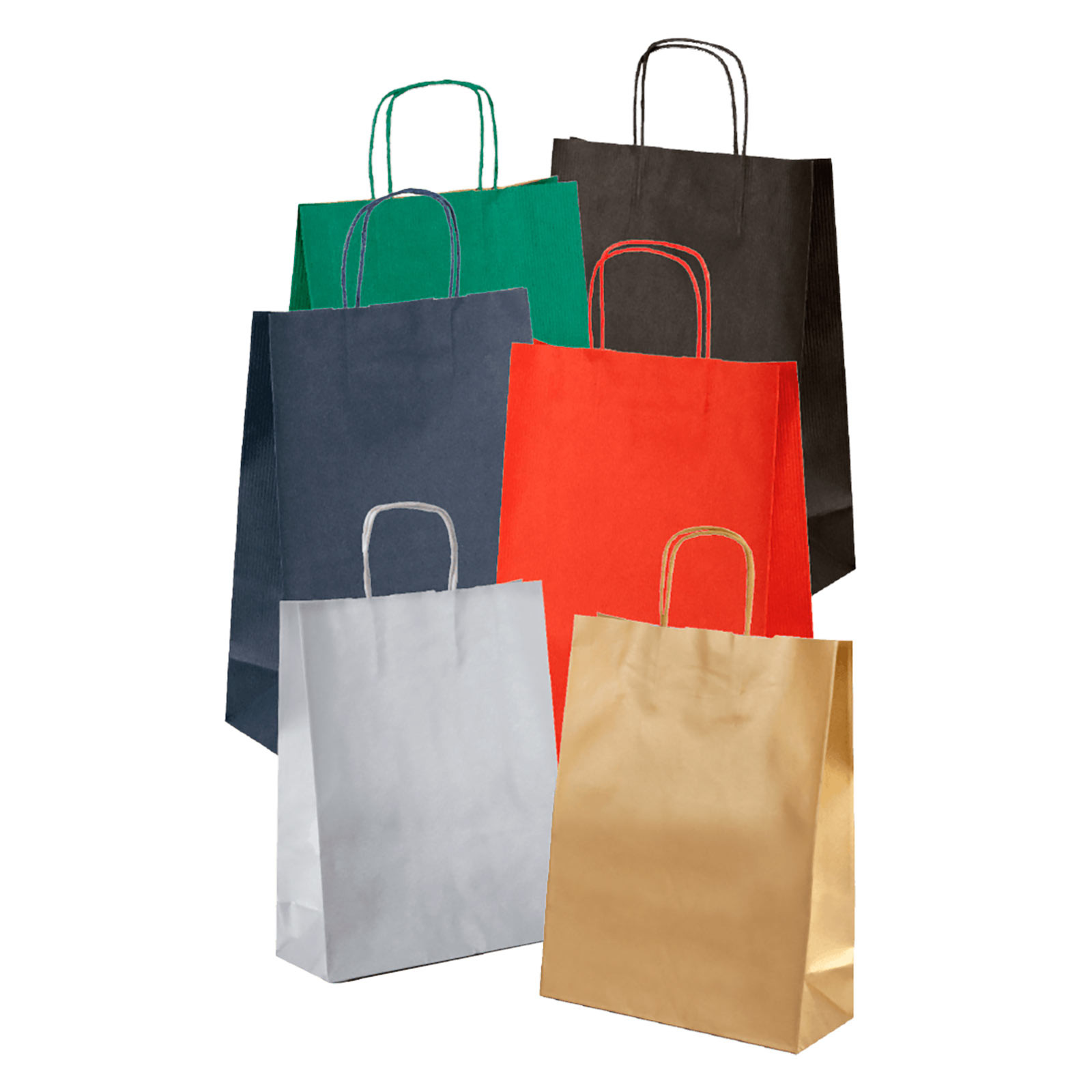 Shopper in carta avana colorata con maniglie ritorte