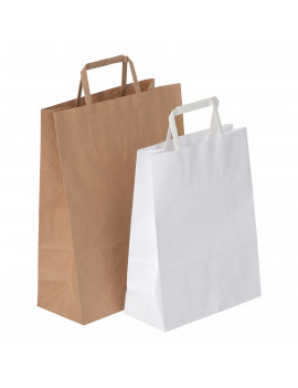 Shopper in carta avana e bianca con maniglie piatte
