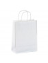 Shopper in carta avana e bianca con maniglia ritorta