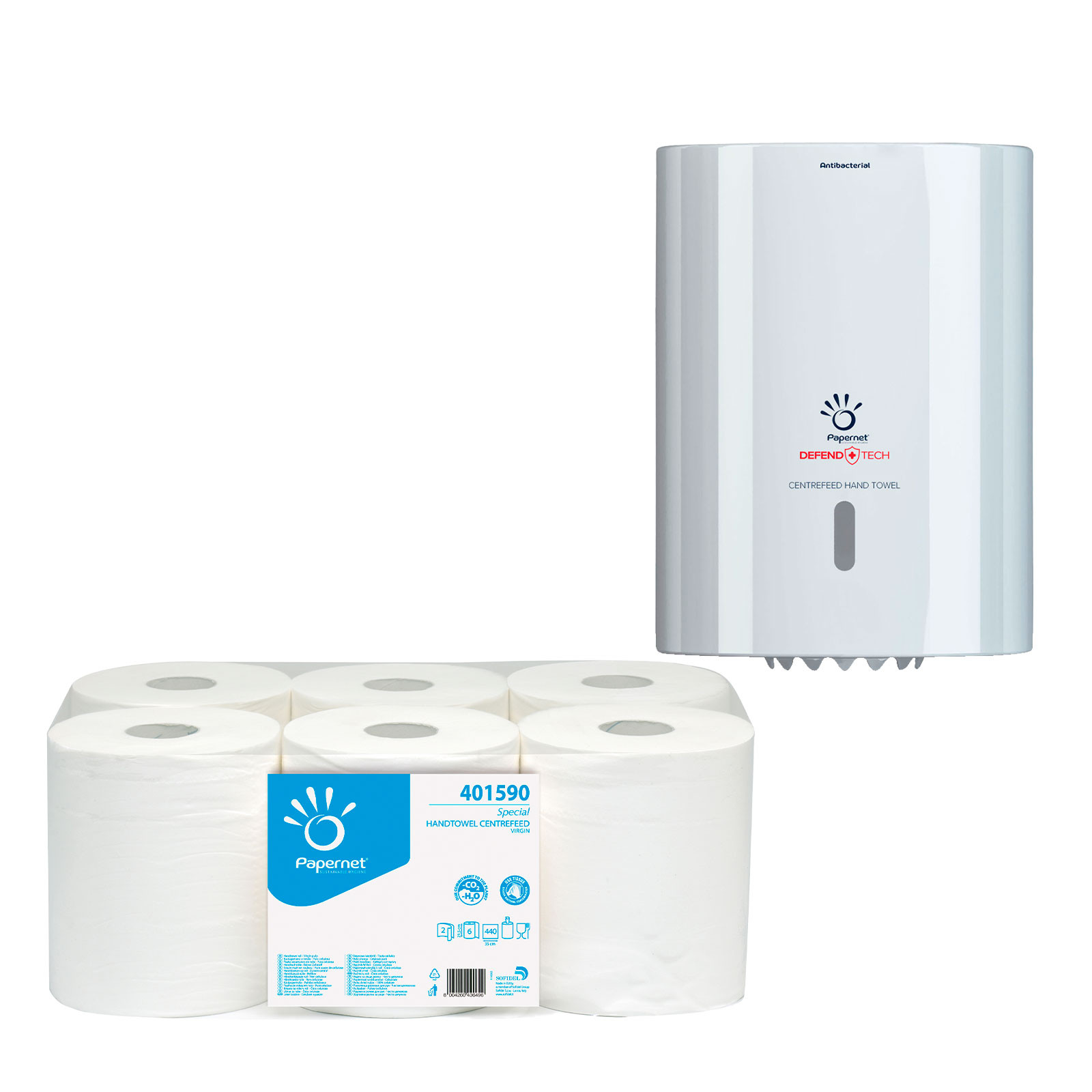 Kit Rotolo carta asciugamani lisca e dispenser da muro