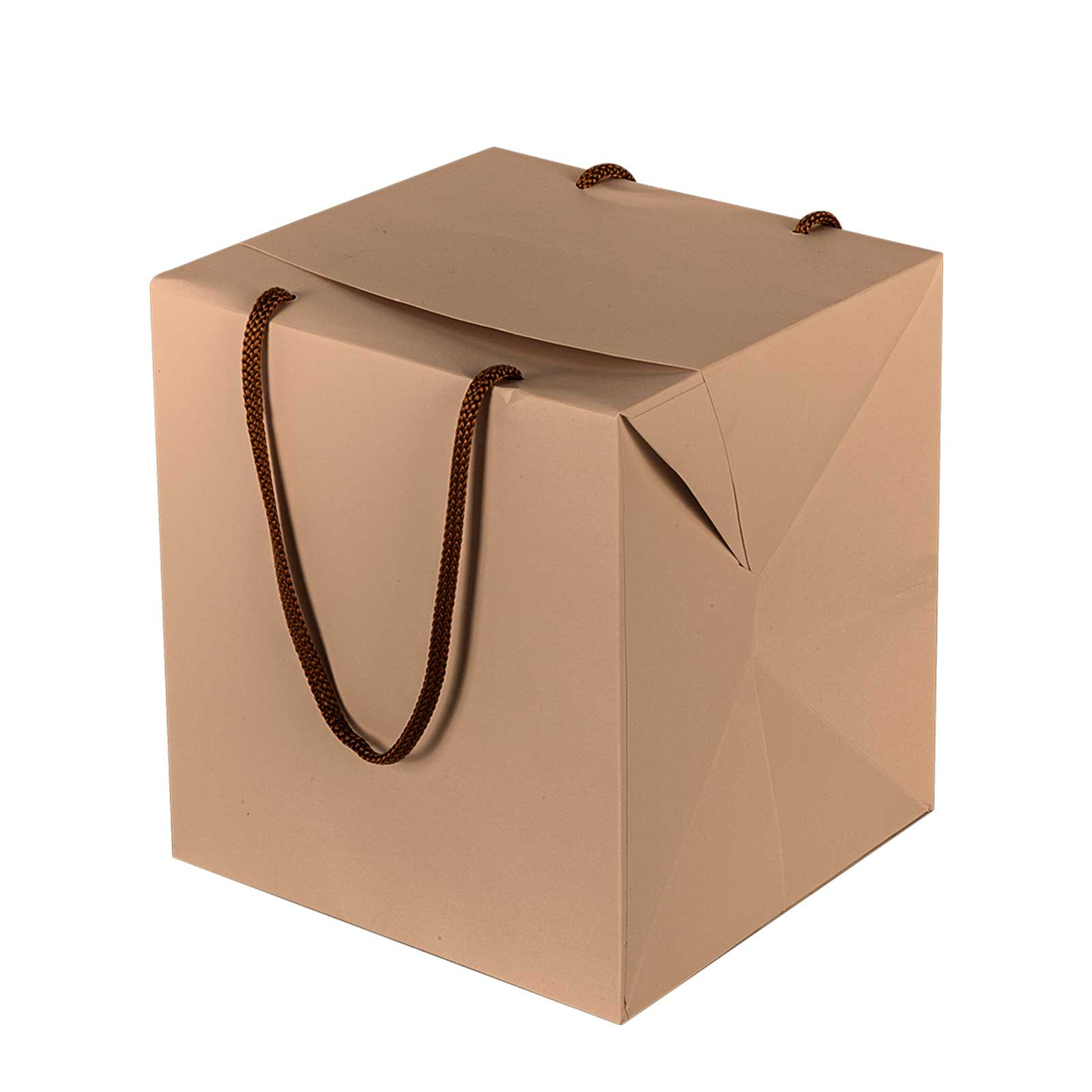 Bag box portapanettone con manici - Larghezza -cm- 20 - H -cm- 22 - Colore kraft avana - 