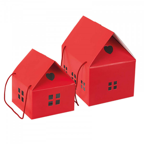 Scatole regalo rosse forma a casetta