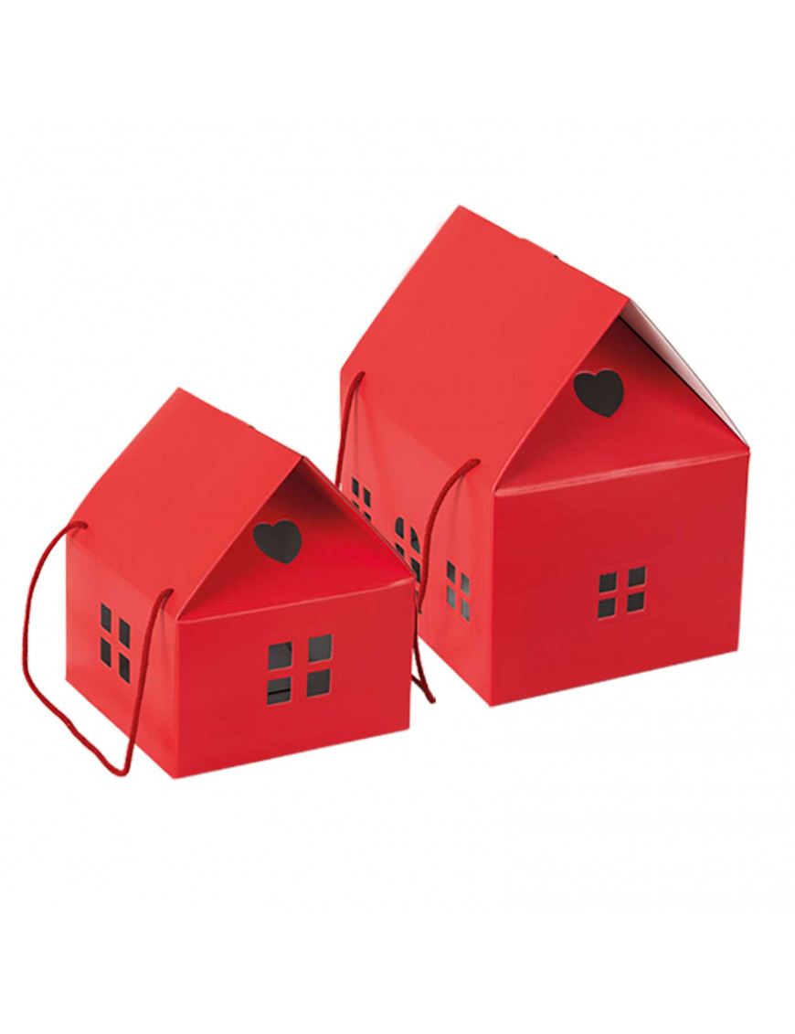 Scatole regalo rosse forma a casetta