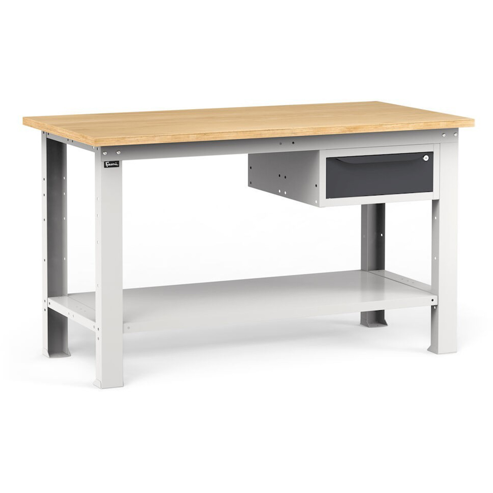 Banco da lavoro con cassetti e piano in legno