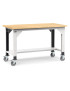 Banco da lavoro con ruote e piano in legno
