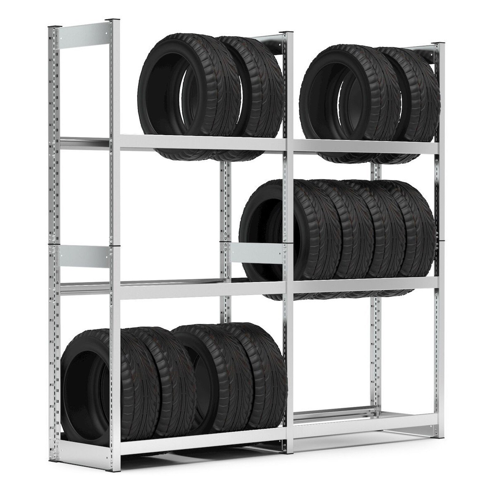 Scaffale porta gomme a due campate L2071 x P421 x H2016 mm