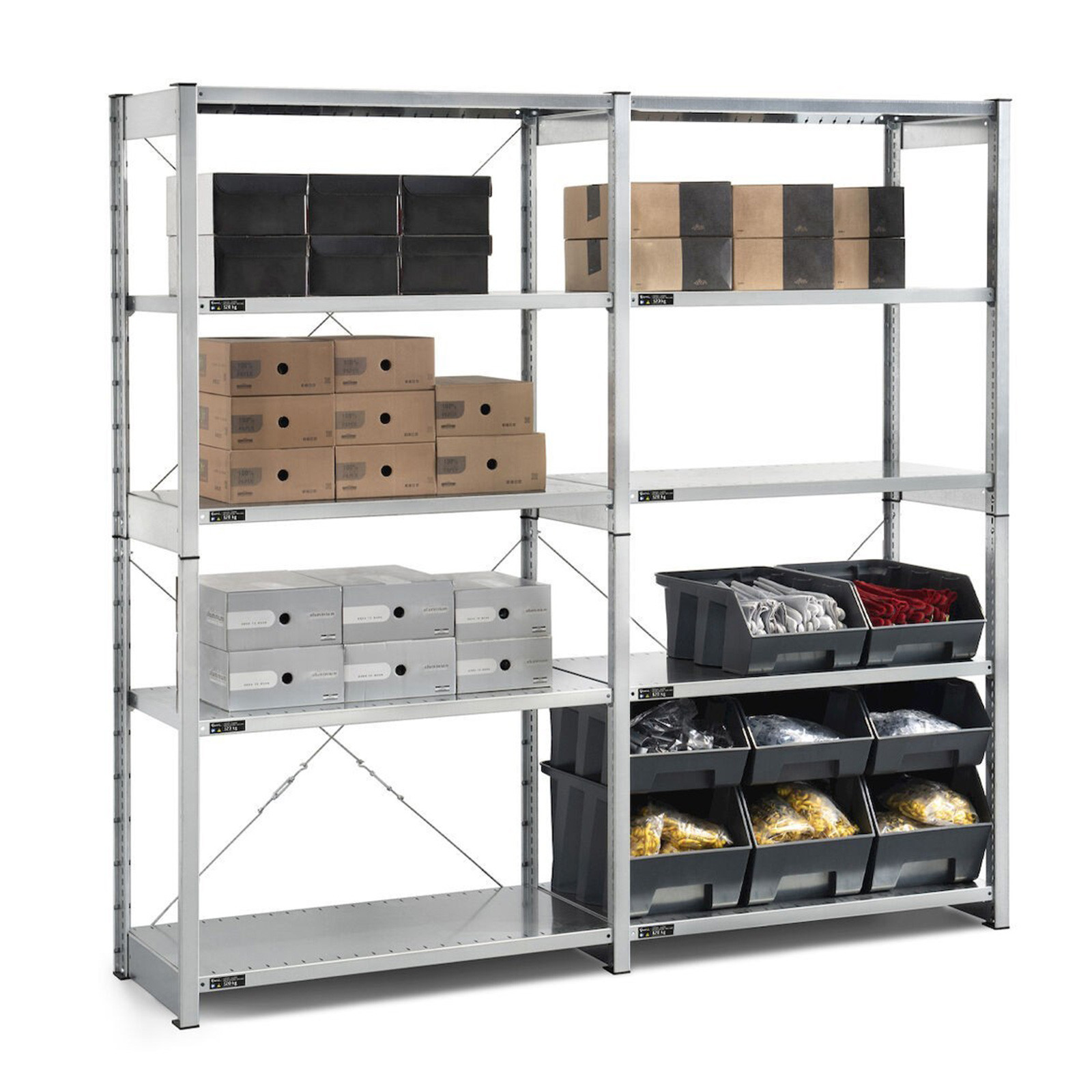 Scaffalatura ad incastro System L2071 x P521 x H2011 mm