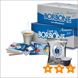 Kit completo per il caffè con capsule, bicchieri, palette e zuccheri